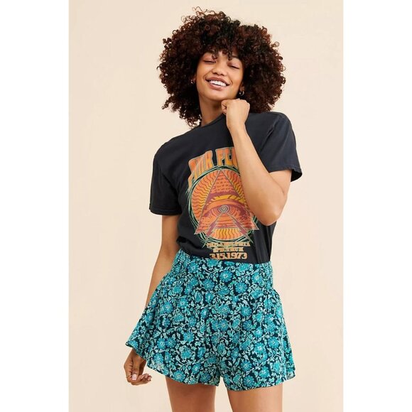 Free People Say Its So Shorts Cotton Smocked Blue Flowy Floral Coquette XS - Picture 2 of 8